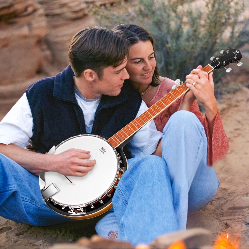 Banjo 5 String Beginner Full Size Kit, Remo Head 24 Bracket Open Back Banjo S...