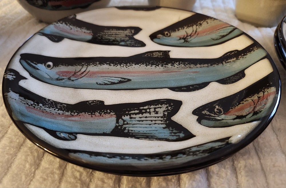 Better Homes and Gardens "Trout Lodge" pattern ceramic dinnerware, 8 pc set