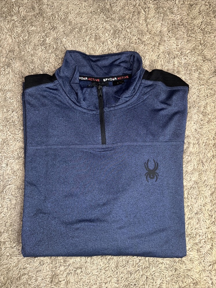 NEW Men's SPYDER Performance 1/4 Zip Pullover Medium Blue ProWeb