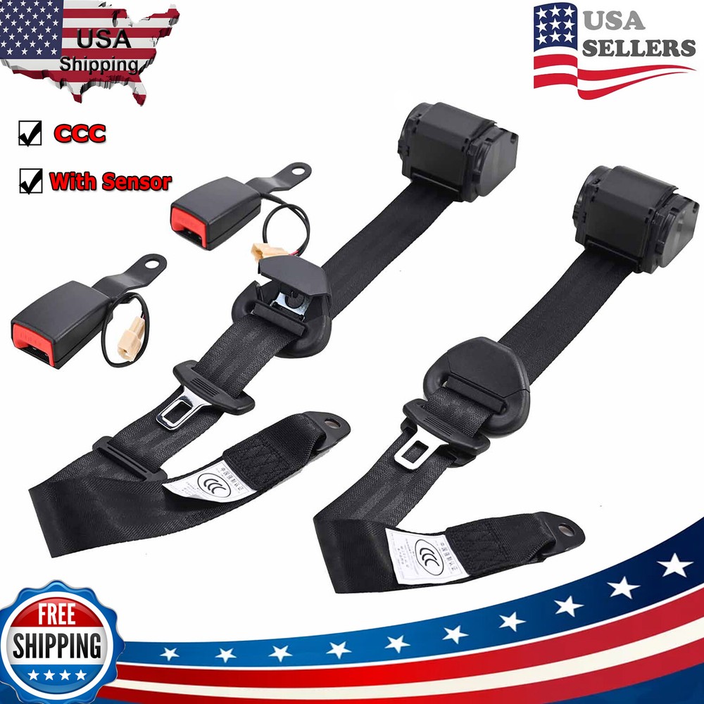 NEW 3 Point Fixed Adjustable Seat Belt Replace Belt With Sensor Universal
