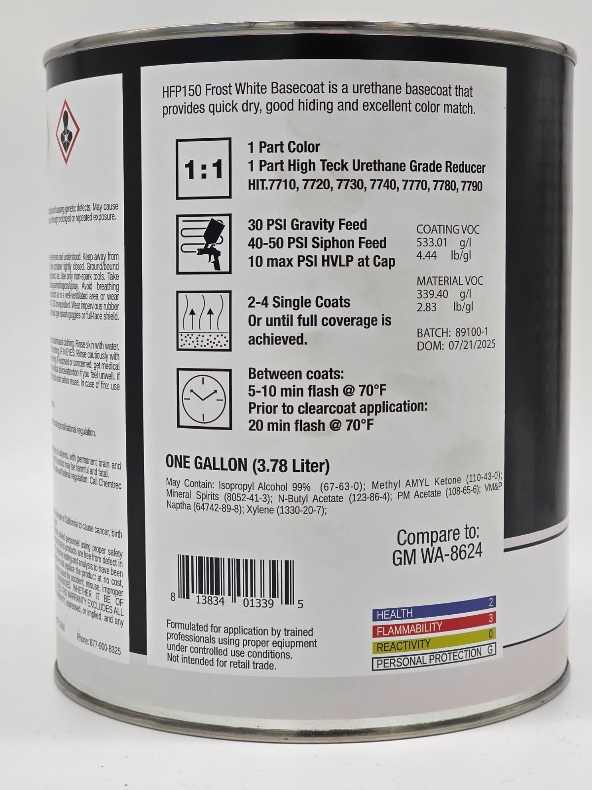 HIGH TECK GM 8624 Frost White Automotive Basecoat GALLON HFP150 WA8624 U8624