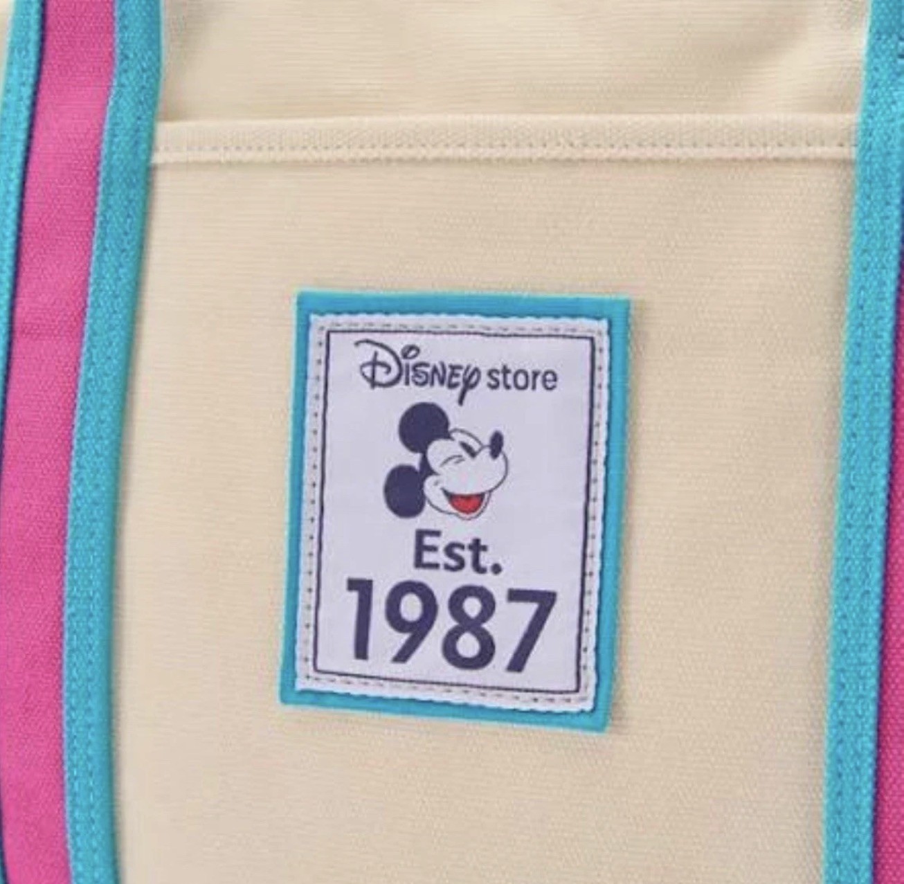 Exclusive Mickey Mouse Disney Store Est. 1987 Canvas Tote Large NEW pink blue