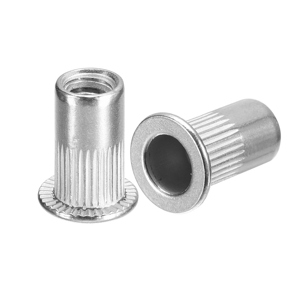 100pcs #10-32 Rivet Nuts 304 Stainless Steel Flat Head Threaded Insert Nuts