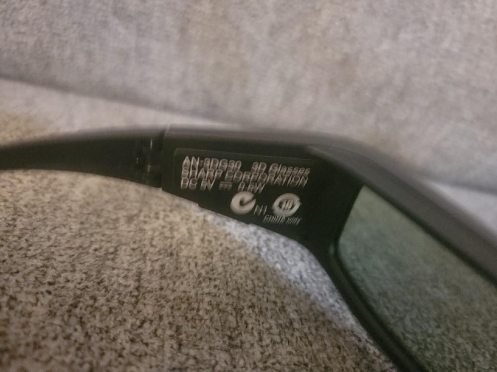 Sharp AN-3DG40 Black Bluetooth Wireless Connection Active 3D Glasses For Parts