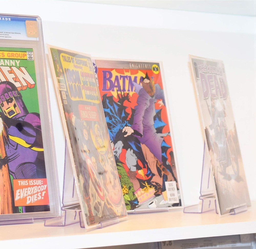Versatile Clear Comic Book Display with Adjustable Wall Mount - Bronze Finish