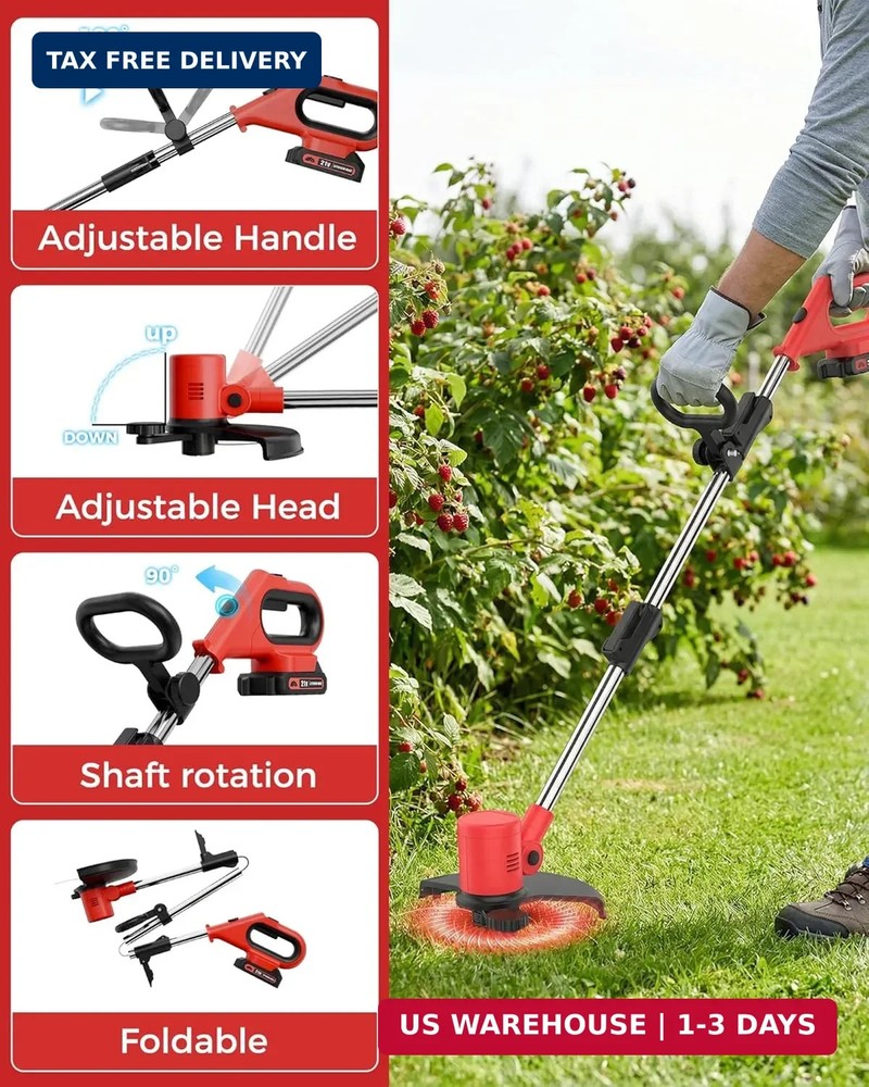Electric Weed Eater with Auto Line Feed, Battery Powered Cordless String Trimmer