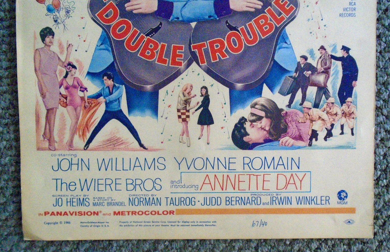 ORIGINAL CONCERT/MOVIE POSTER-ELVIS IN DOUBEL TROUBLE-1966_14 X 22 INCHES-NM