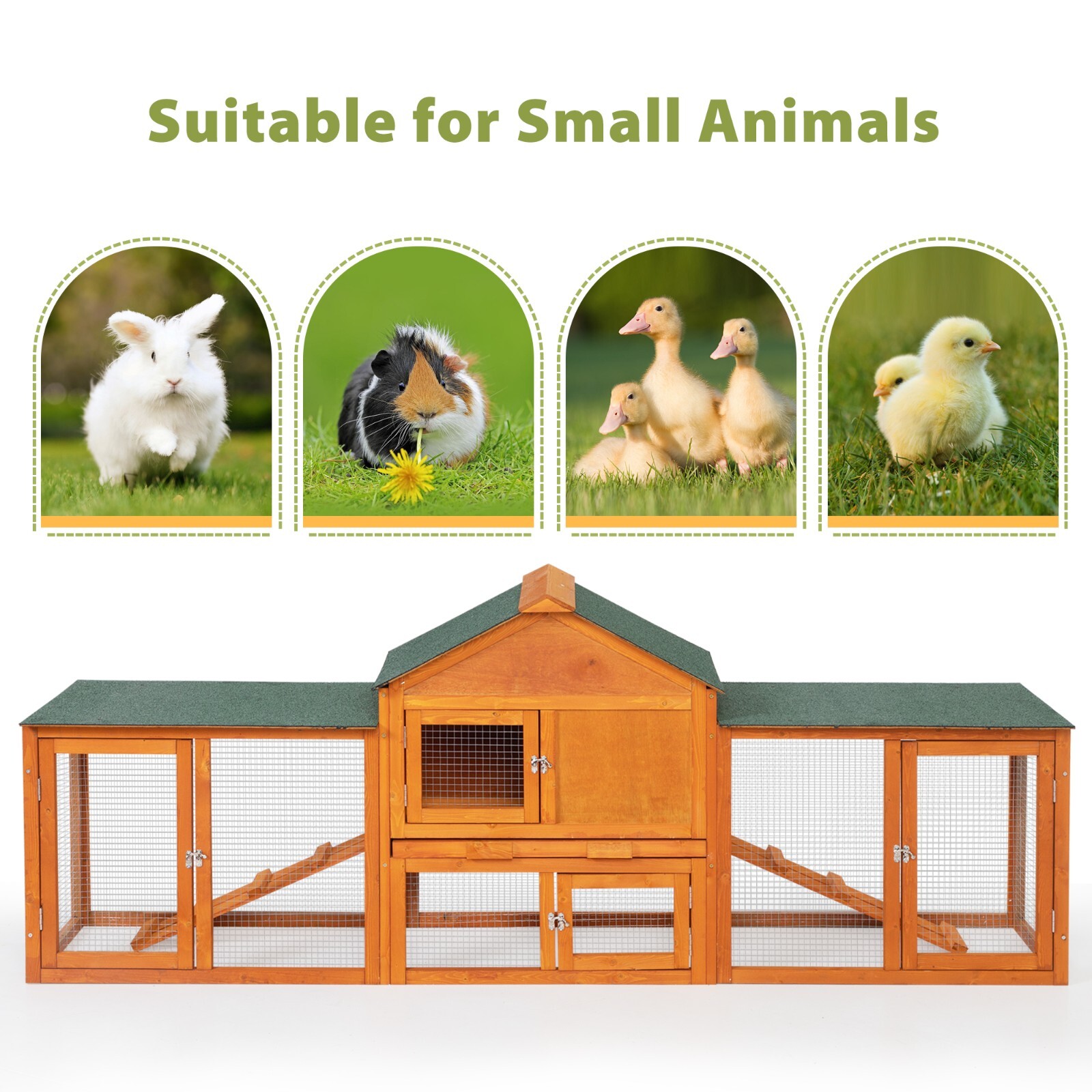 Wooden Rabbit Hutch Indoor Bunny Hutch Cage Small Animal Pet House Run Outdoor