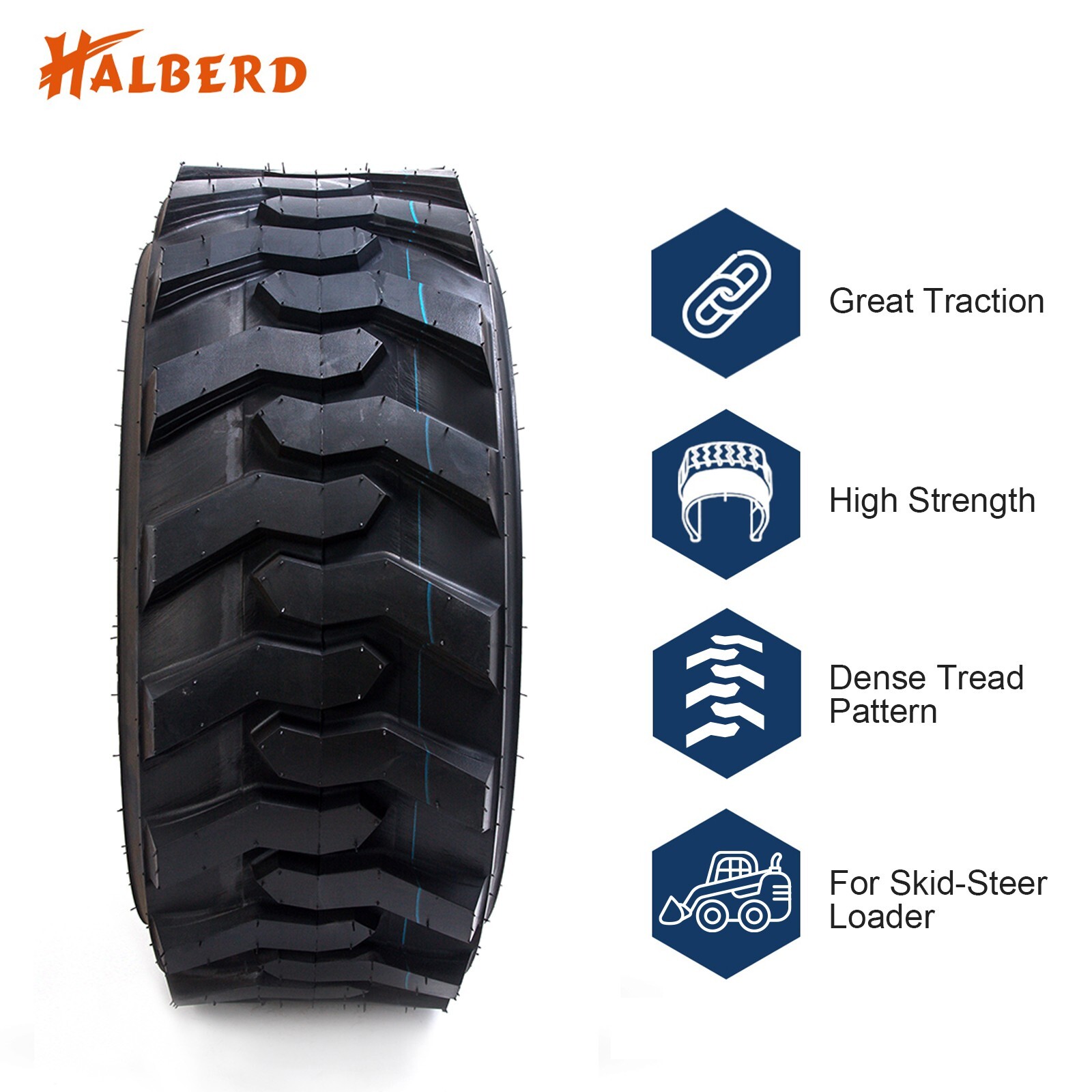 10-16.5 SKS Skid Steer Tire 10PR Heavy Duty 10x16.5 Bobcat-Fit Anti-Puncture