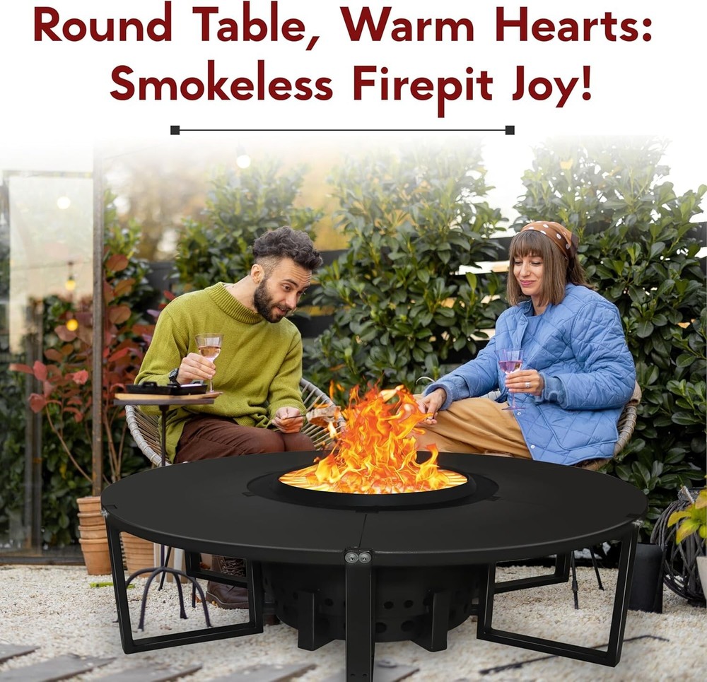 21.6 " Smokeless Firepit with Round Table Top Efficient & Safe Bonfire Fire Pit
