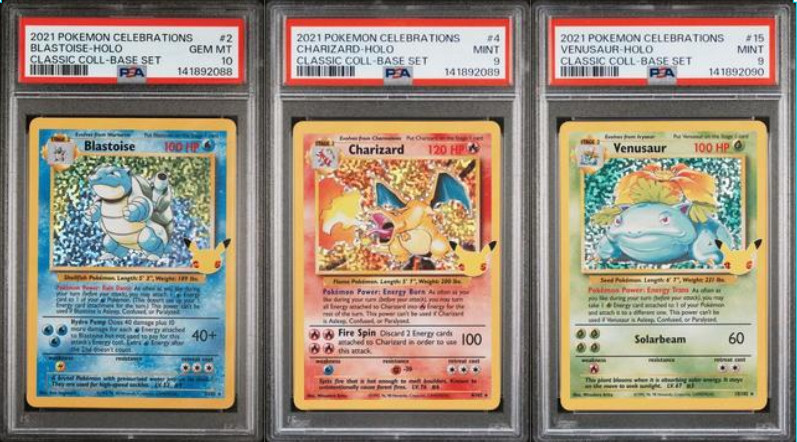 SEQUENTIAL PSA 10 9 9 BLASTOISE 2 CHARIZARD 4 VENUSAUR  CELEBRATIONS POKEMON