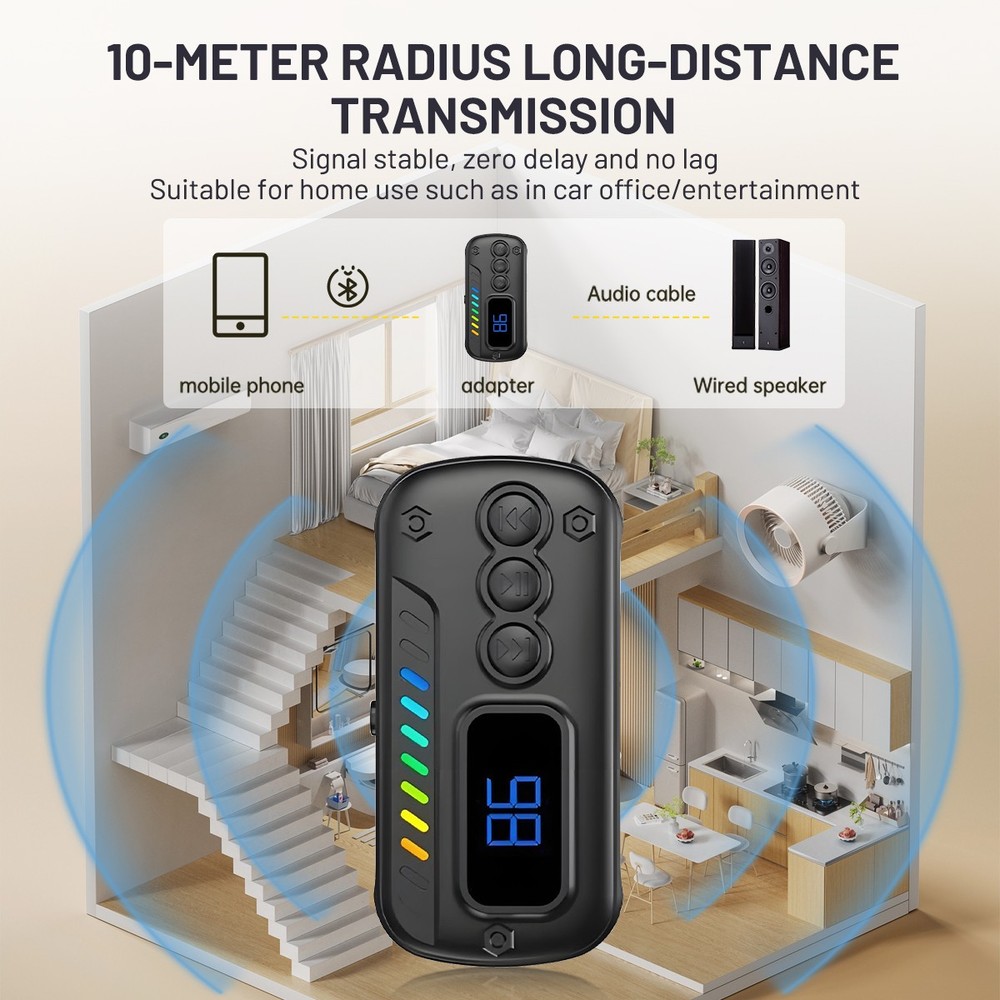 Bluetooth Transmitter Call Music Receiver AUX Adapter for Car Headphone iPod -US