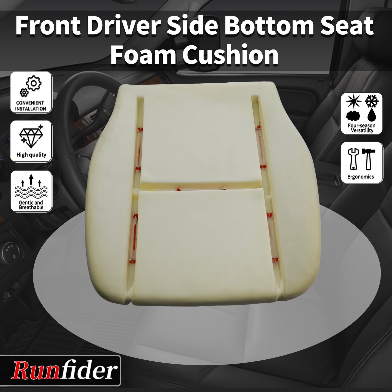 Driver Side bottom Replacement Seat Foam Cushion Seat Foam Pad Compatible wit...
