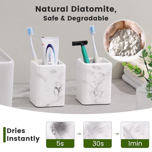Toothbrush Holders 2 Pack, Fast Drying Toothbrush Holders for 2 PCS Marble