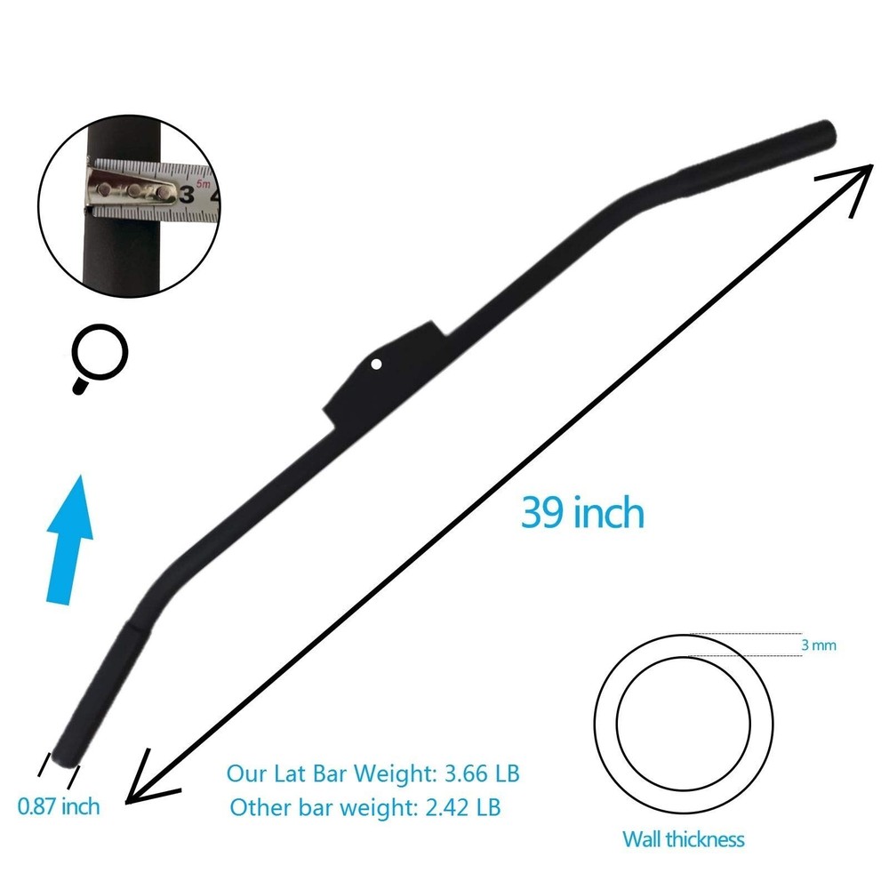 39" Cable Machine Lat Pulldown Attachments Wide Grip Bar Handle Tricep Training