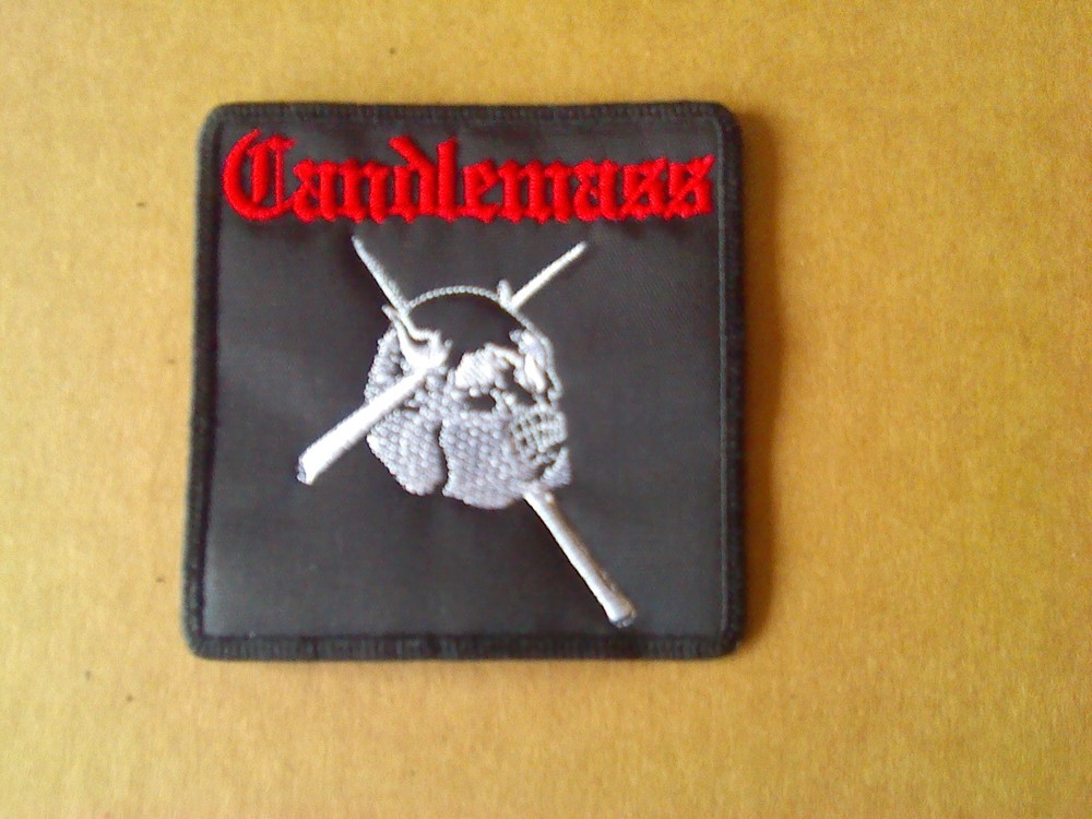 CANDLEMASS,SEW ON RED AND WHITE EMROIDERED PATCH
