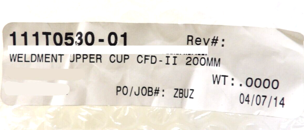 Semitool 111T0530-01 200mm Weldment Upper Cup CFD-II Working Surplus