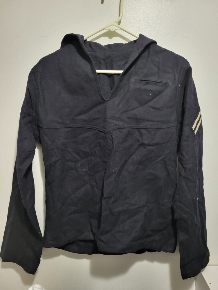 Vintage US Navy Dress Blues Cracker Jack Sailor Uniform Wool Top Pullover Jumper