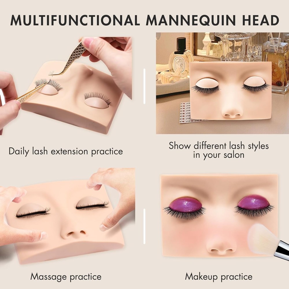 Double Layer Lash Mannequin Head with 2 Layers Portable Kit