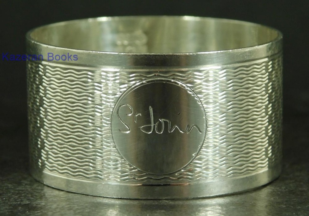 Vintage Solid Sterling Silver Napkin Ring 1971 By J Gloster Ltd 'Sr John'