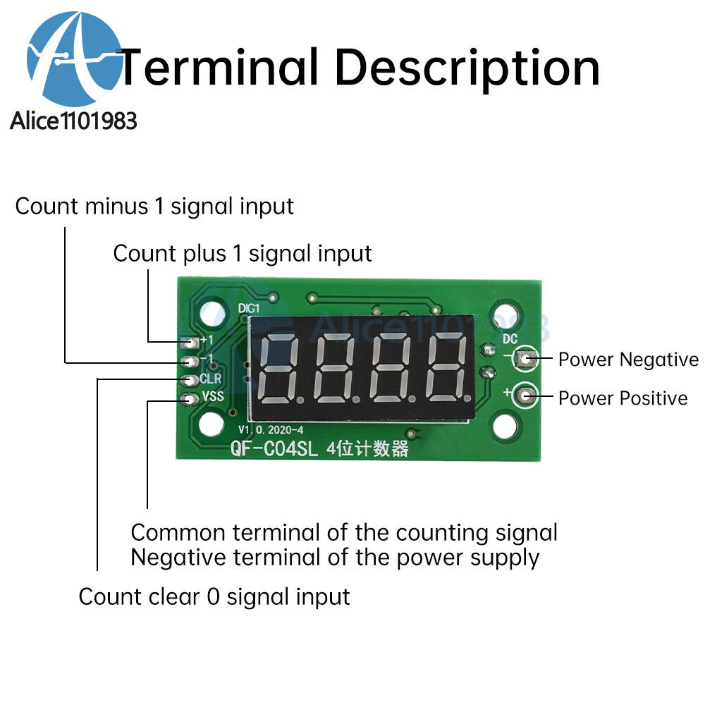 DC4-40V 0-9999 Electronic Digital Counter Module With Power Cut Memory Function