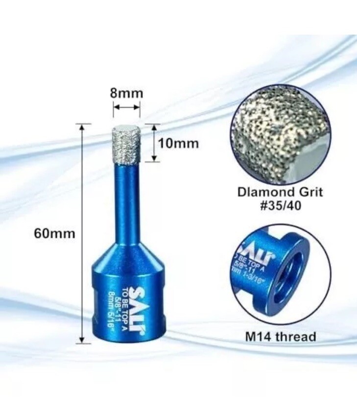 SALI Diamond Core Drill Bits 2pcs (8mm) 5/16" ~ Ceramic, Glass, Bit