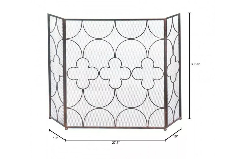 Clover Pattern Iron Fireplace Screen