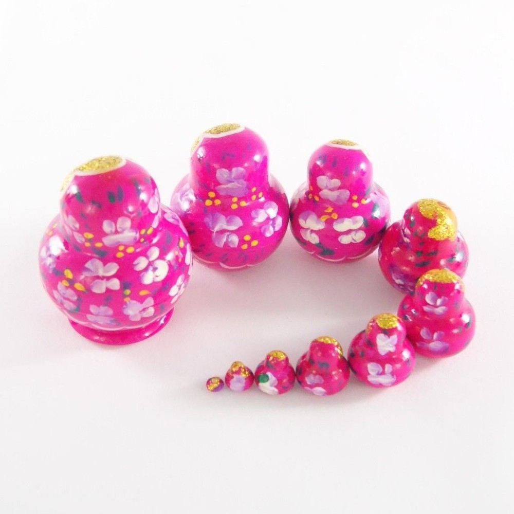 Nesting Dolls Small 10 pcs Neon Pink with Neon Violet