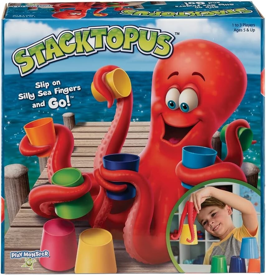PlayMonster Stacktopus Kids' Game Use Silly Sea Octopus Fingers to Stack Cups