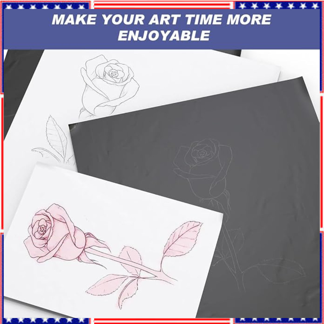 100 Sheets Carbon Paper, Black Graphite Paper for Tracing Patterns onto Wood, Pa