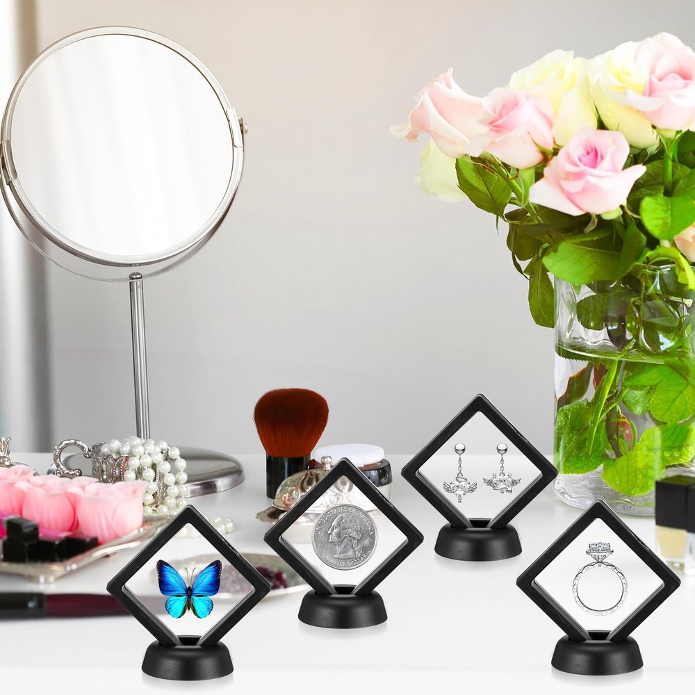 30Pcs Floating Display Case, 3D Floating Frame Display Case with Stand - Clea...