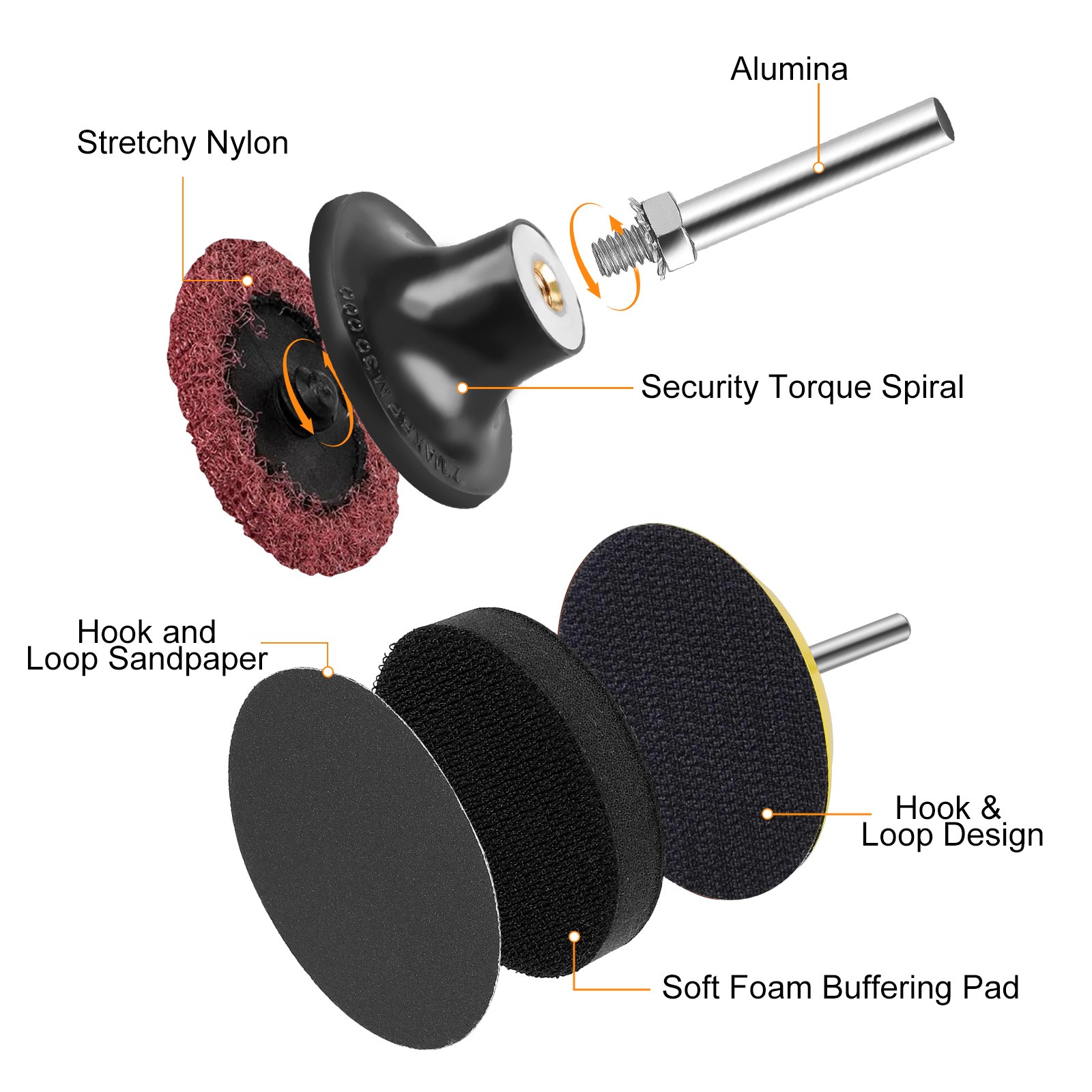 195pcs 2" Sanding Disc Set 80-3000 Grit 1/4" Shank for Drill Die Grinder Rotary