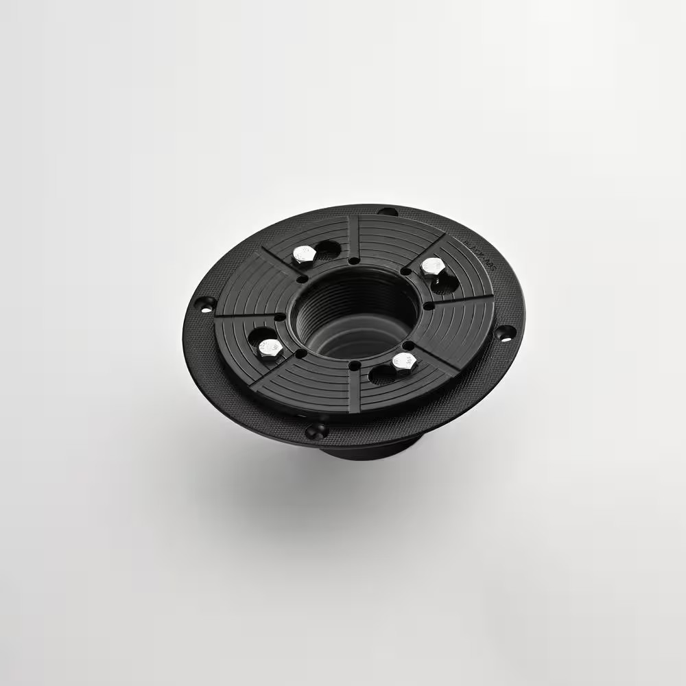 2 In. Matte Black ABS Shower Drain Base Flange Height Adjustable without Rubber