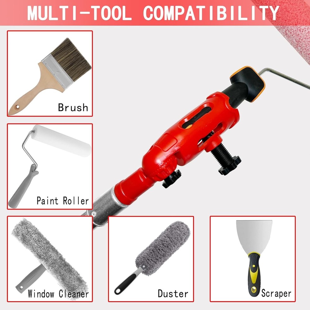 Multi-Angle Paint Brush Extender for High Ceiling,Extension Pole Attachment Hold