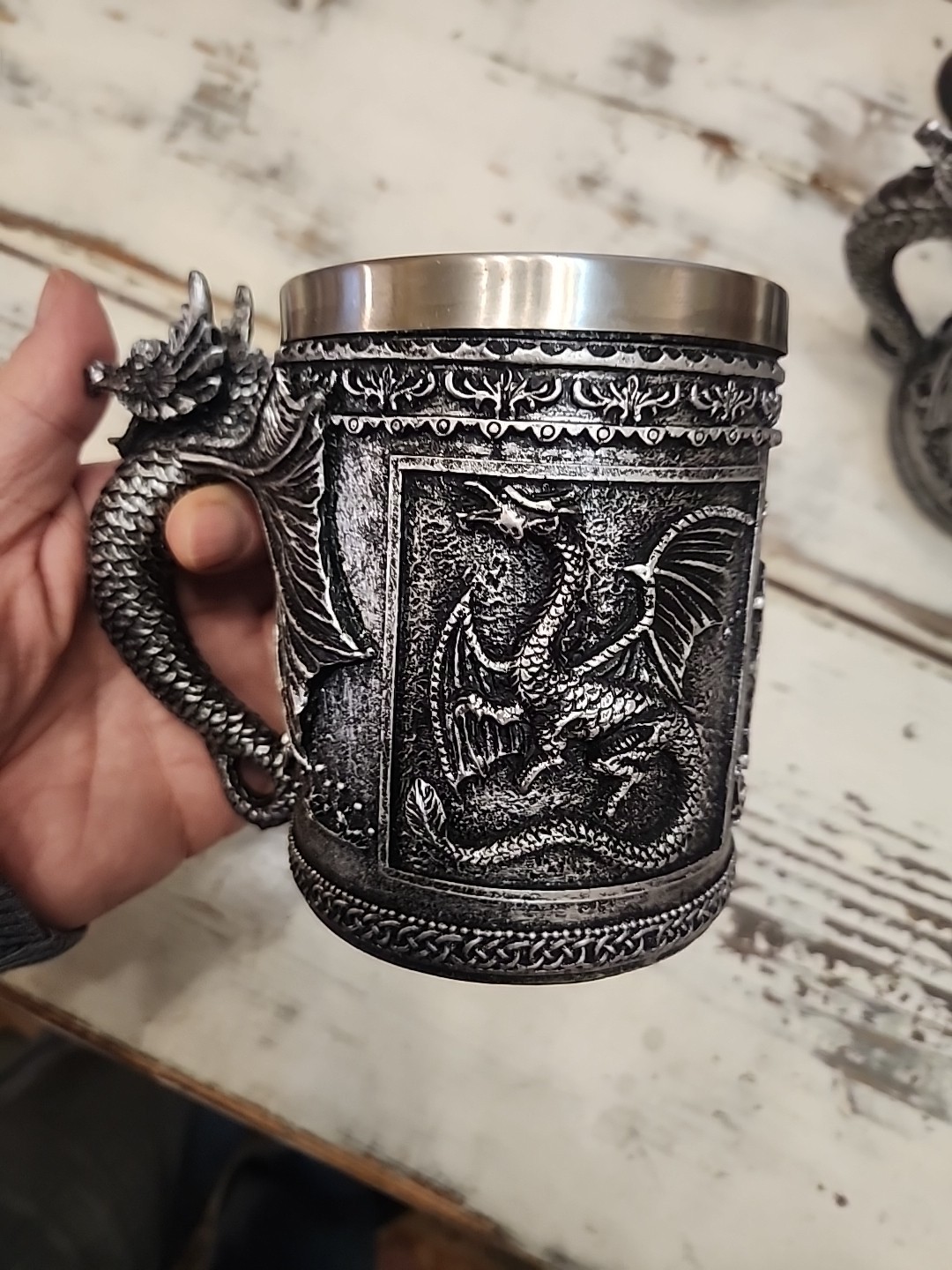 Double Dragon Drinking Chalice Goblet, 2 Wine Goblets, 2 Dragon Mugs ,D & D,