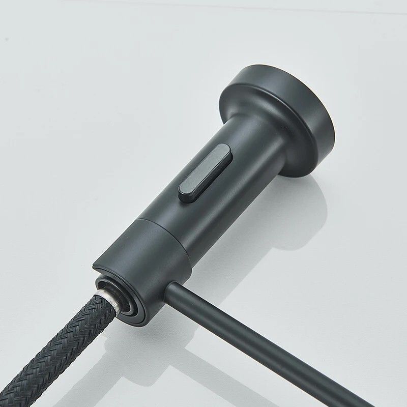 Matte Black Kitchen Sink Faucet Spring Pull Down Sprayer Single Handle Mixer Tap