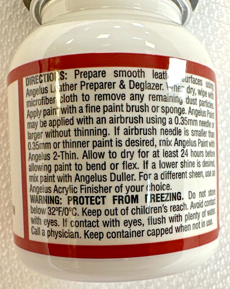 Angelus FLAT BLACK + FLAT WHITE Leather Paint - 1 fl.oz