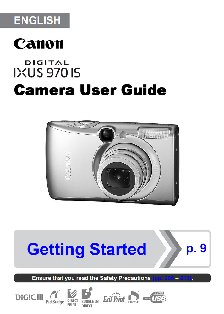 Canon IXUS 970 IS Digital Camera User Instruction Manual