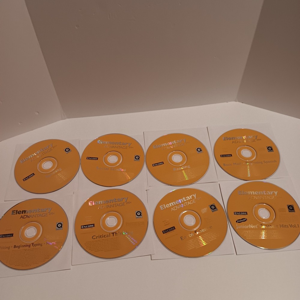 Vintage Lot of 8 ENCORE Elementary Advantage 2004 CD Software Discs