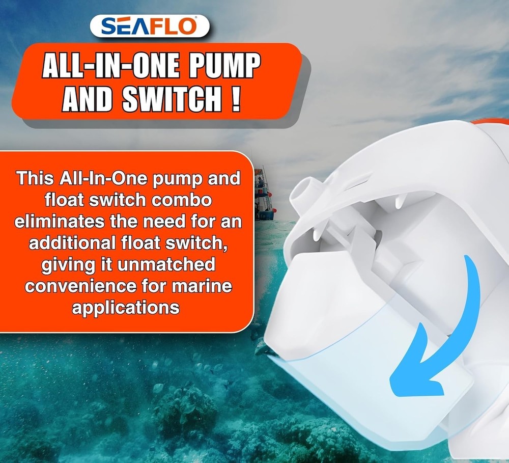 12V 750 GPH Automatic Bilge Pump with Float Switch Compact Marine Water Pump