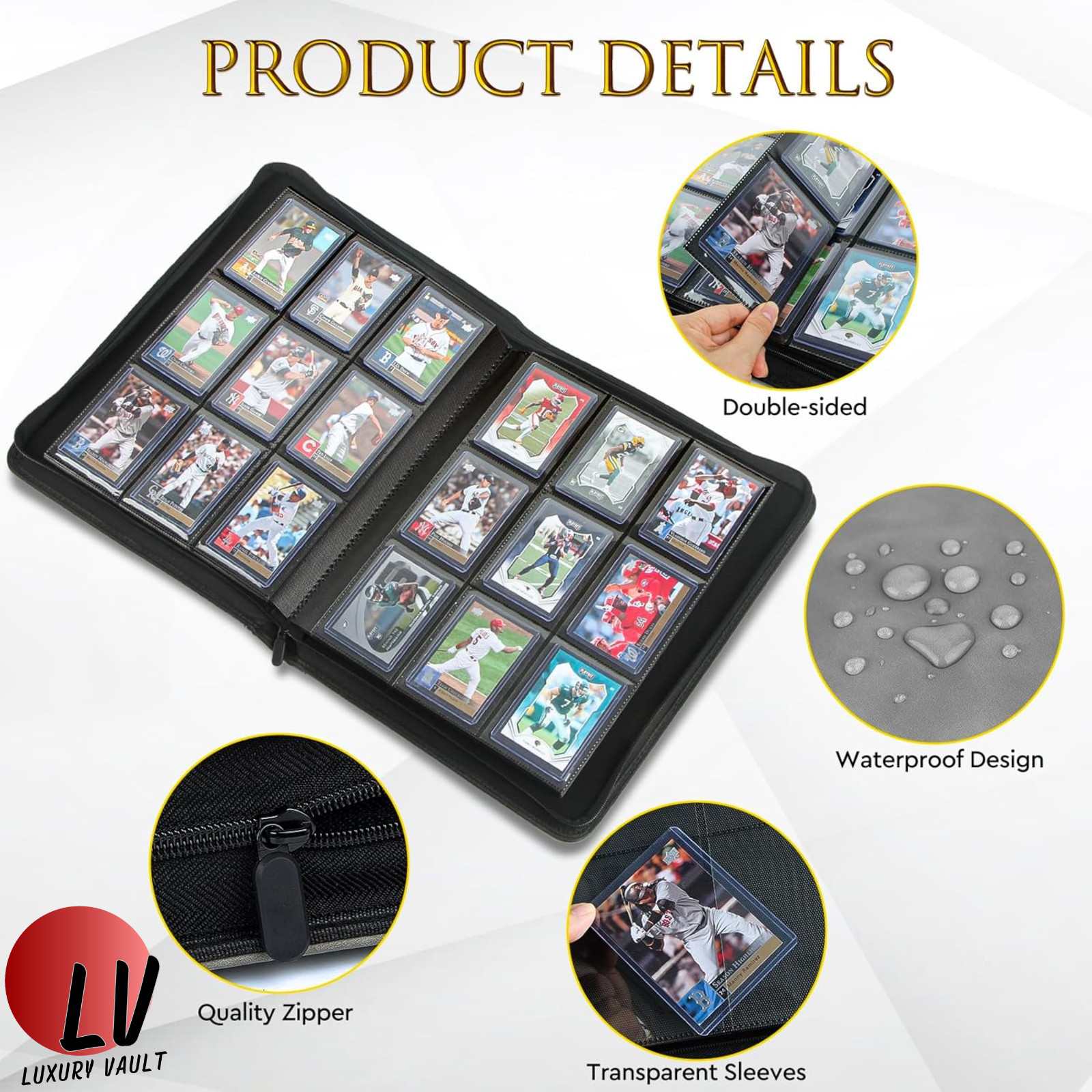 Toploader Binder Card Storage, 288 Pockets Top loader Trading Card Album Zipper