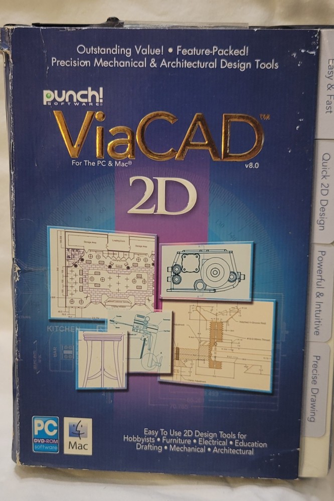 Punch ViaCAD 2D Software - PC / MAC v8.0  New Sealed!