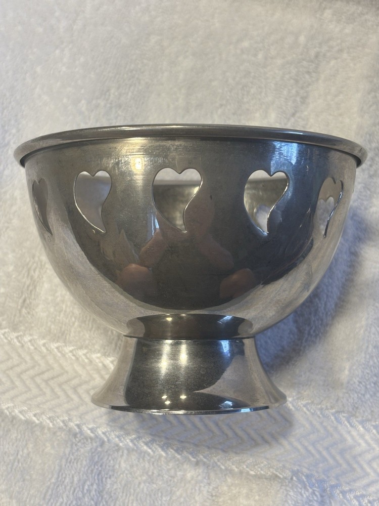 Vintage SILVERPLATED Heart Shape cut out Footed Nut/Candy/Decor Bowl-India