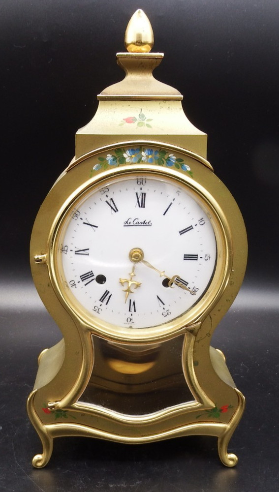 Le Castel Gold colored 10" Mantle clock  - needs work - AS IS