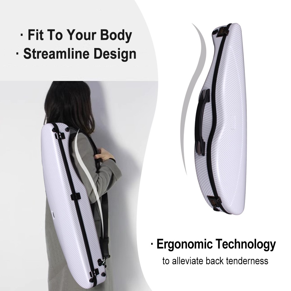 Violin Case 4/4 Hard Shell Carbon Fiber Lightweight with Backstrap and Code lock