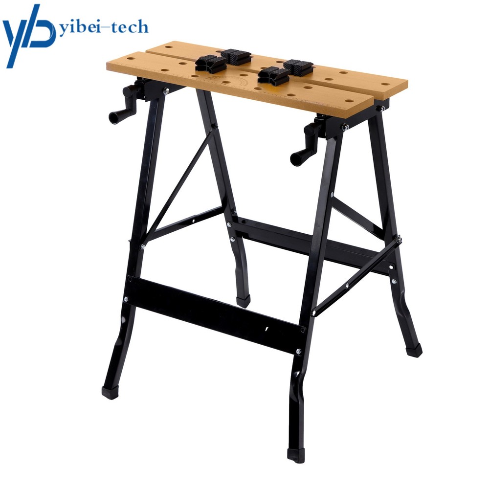 220lbs Capacity Adjustable Folding Workbench with Protractor & Built-in Ruler