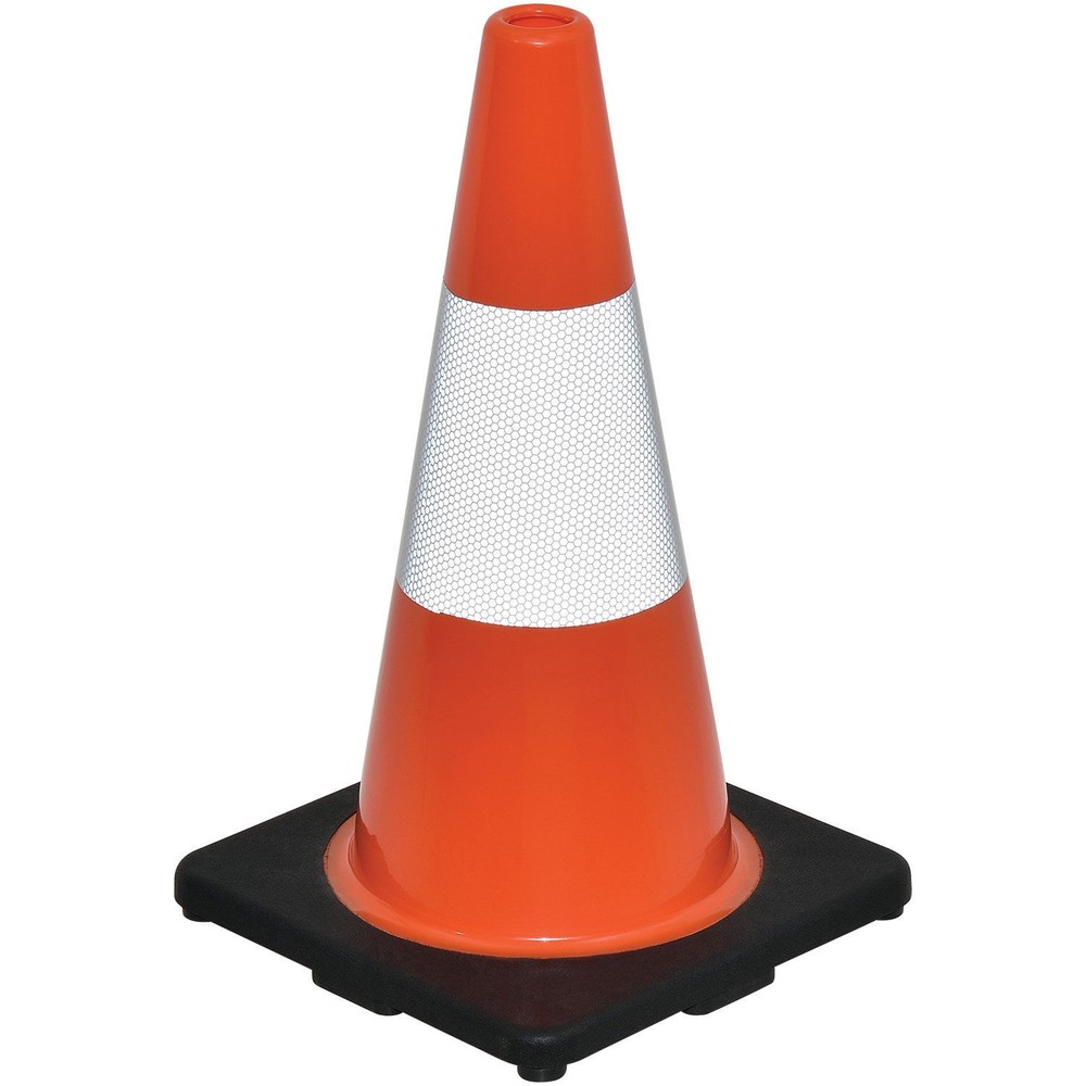 18" Reflective Traffic Cone Black Base 3 lbs