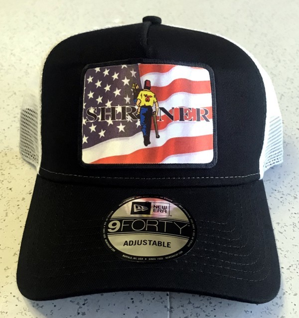 Shriner U.S. Flag Cap in Black & White - Style 2
