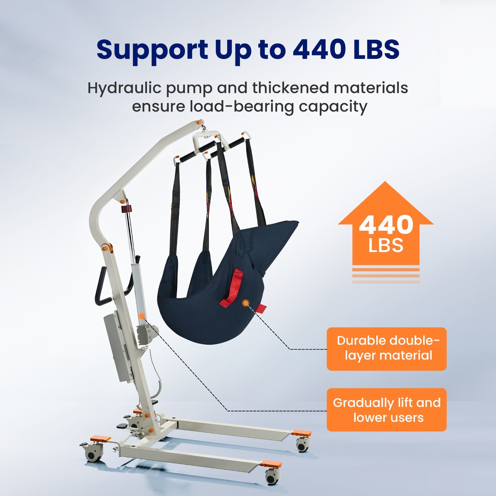 Upgrade Foldable Electric Patient Lift, Medical Transfer, 440LBS, AY02