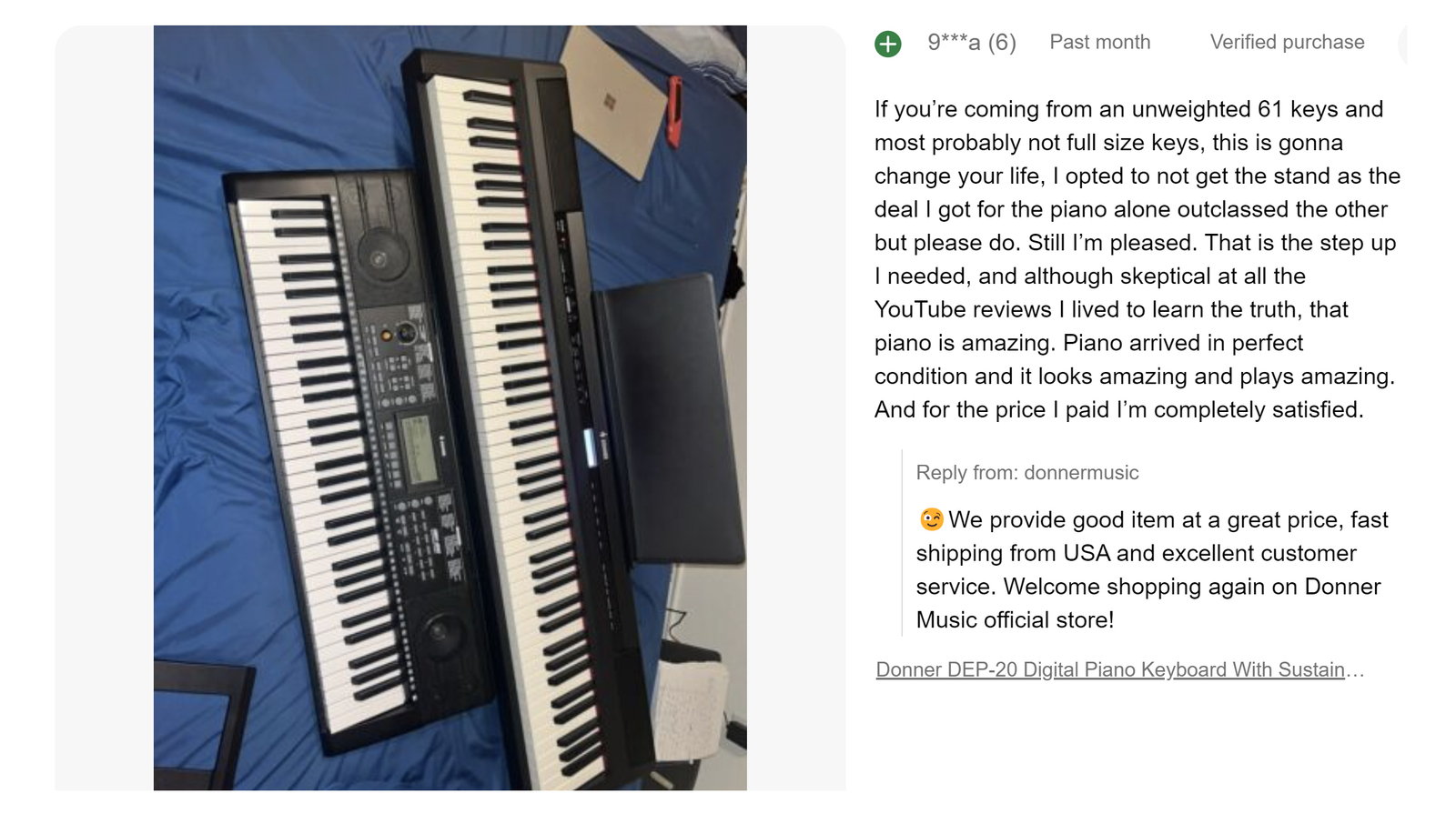 Donner DEP-20 Digital Piano Keyboard 88 Weighted Keys with Stand